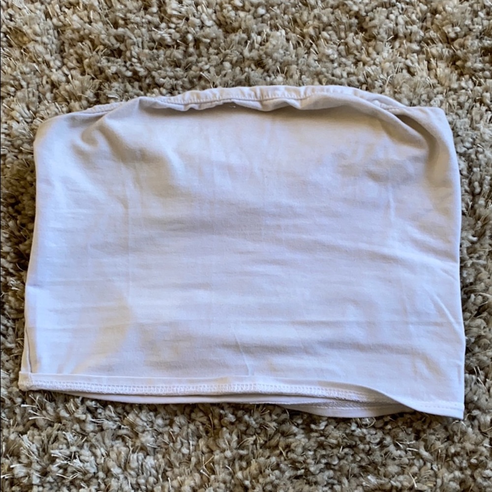 White Strapless Crop Top